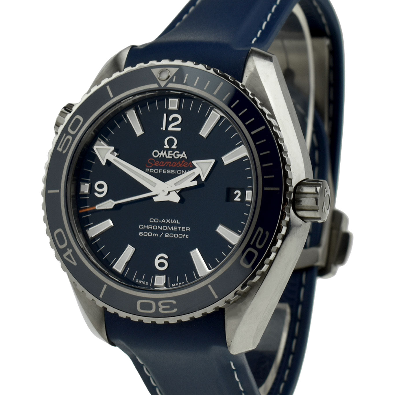 omega seamaster planet ocean gents stainless steel watch on strap