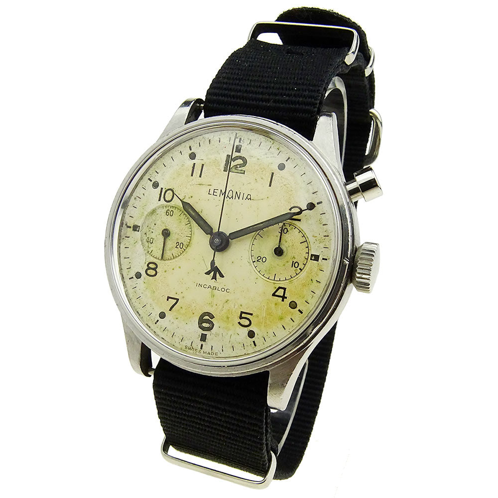Lemania Vintage RAF Single Pusher Chrono