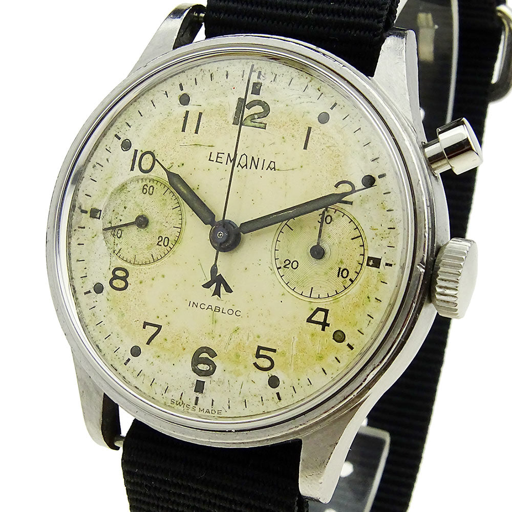 Lemania Vintage RAF Single Pusher Chrono