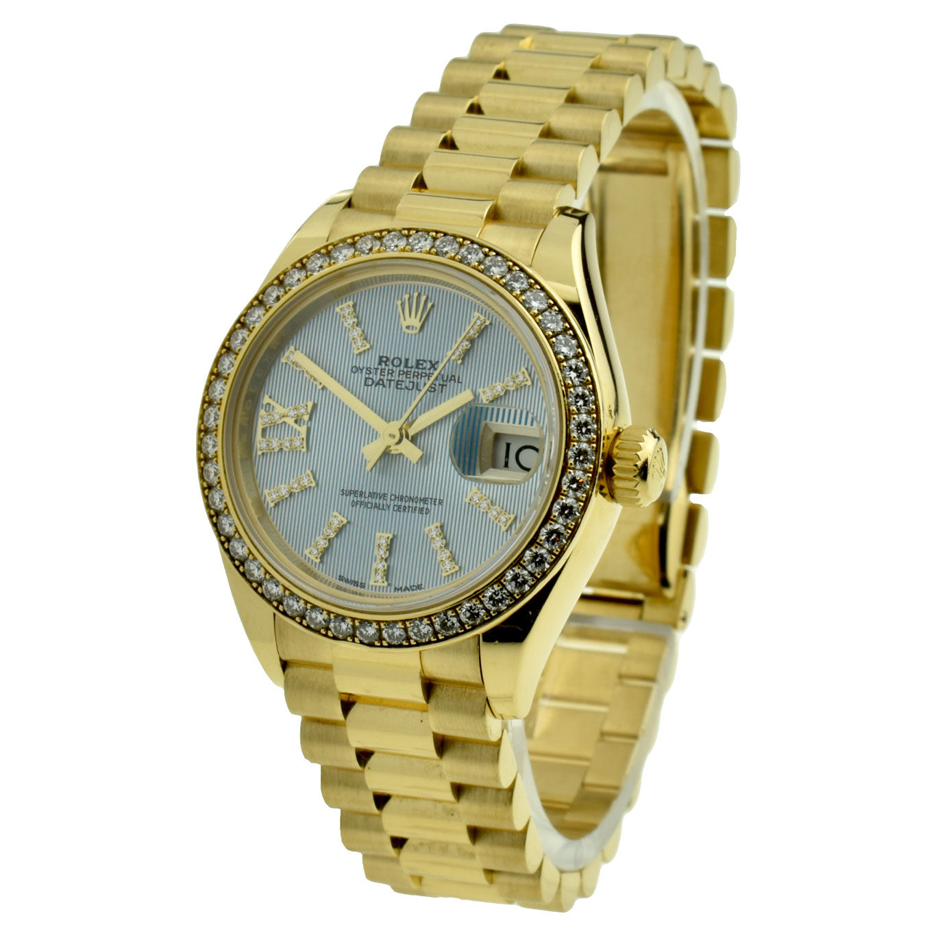 Rolex Datejust 28 18ct Gold Diamond Set 279138RBR at Parkers Jewellers