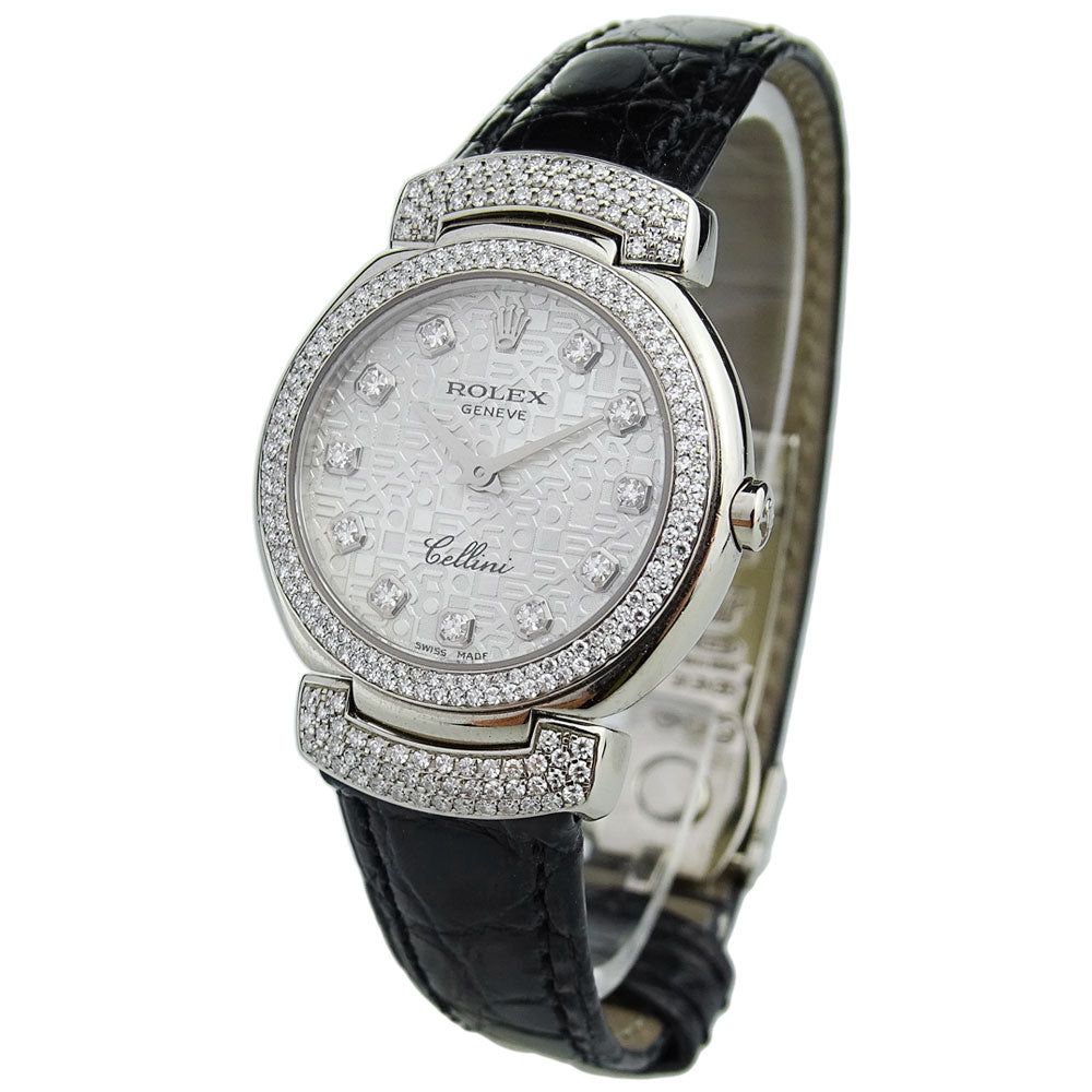 Rolex Cellini 18k White Gold &amp; Factory Diamonds 6673/9