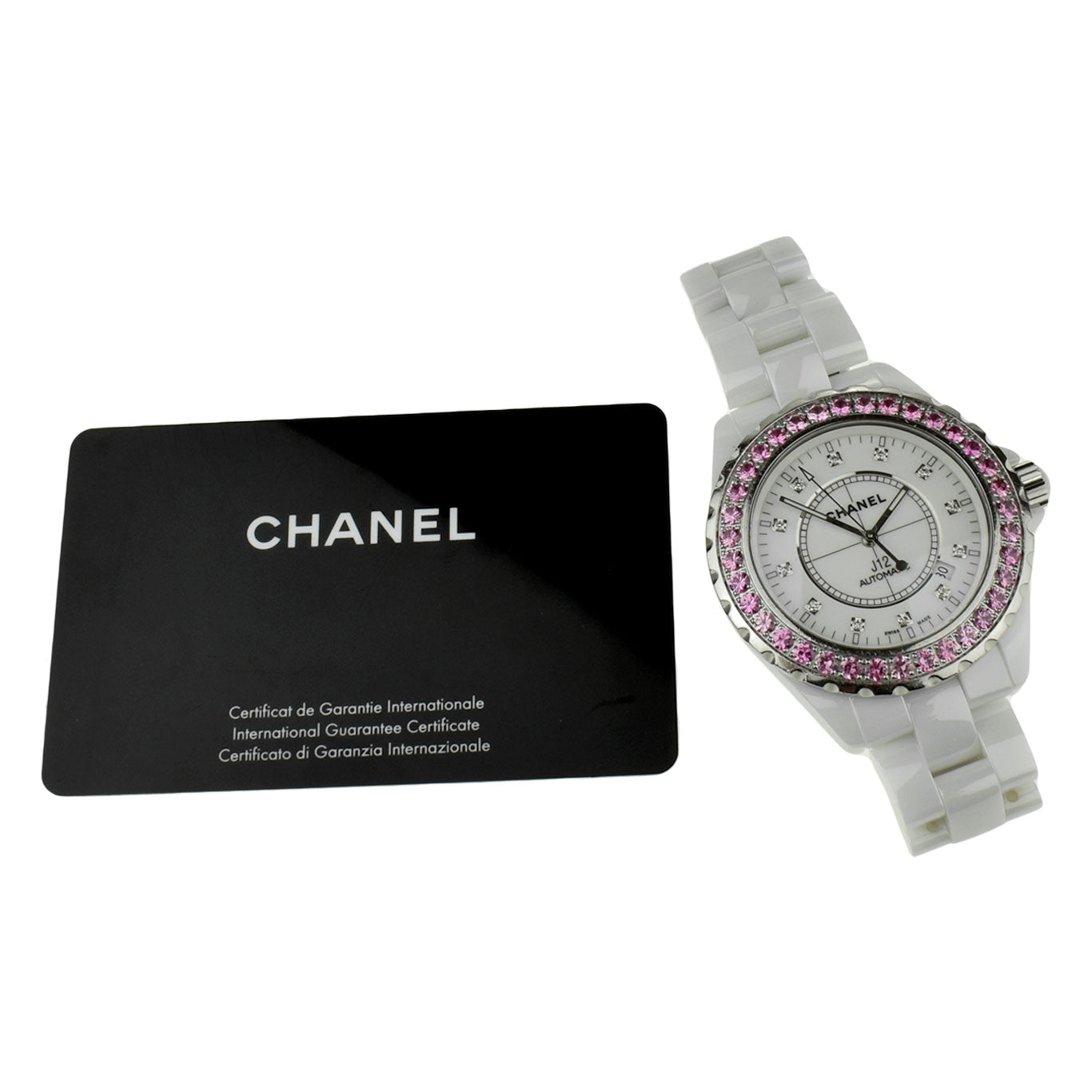 Chanel J12 41 Ceramic Pink Sapphire Bezel H2011