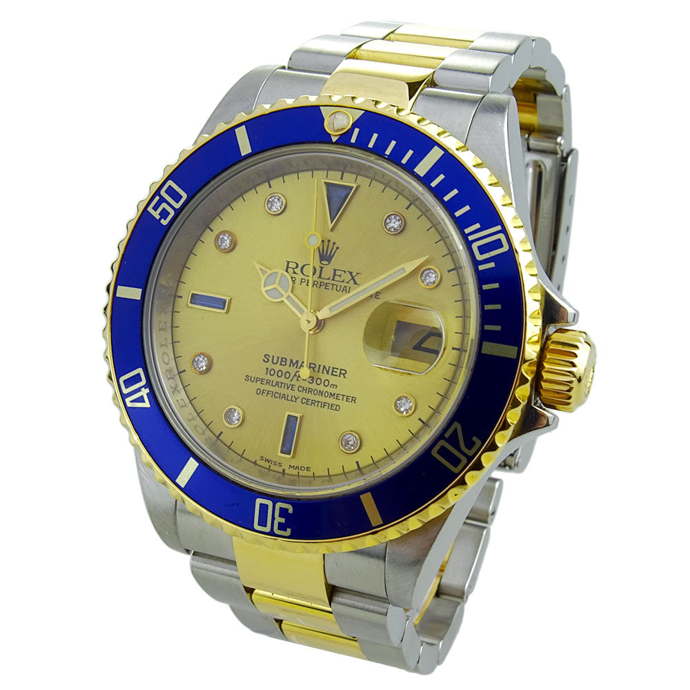 Rolex Submariner Date Steel and Gold Serti Dial 16613