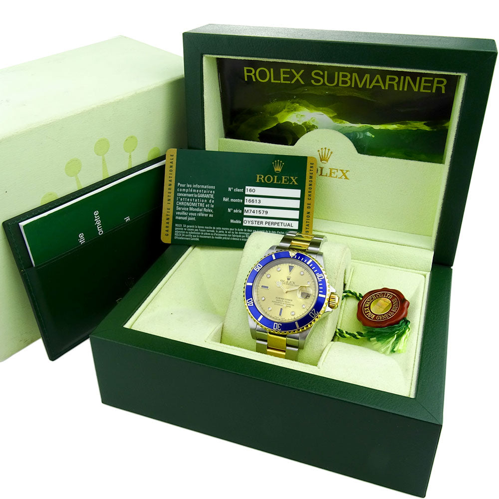 Rolex Submariner Date Steel and Gold Serti Dial 16613
