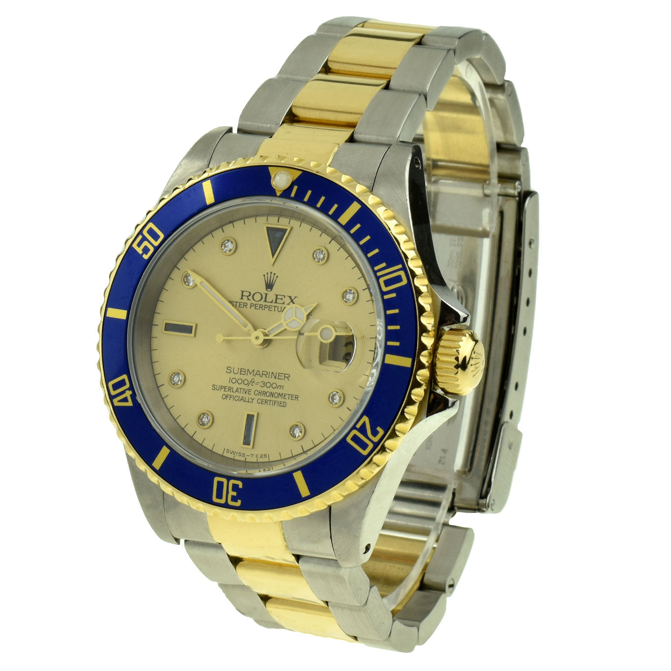Rolex Submariner Date Steel & Gold Serti Dial 16613at Parkers Jewellers