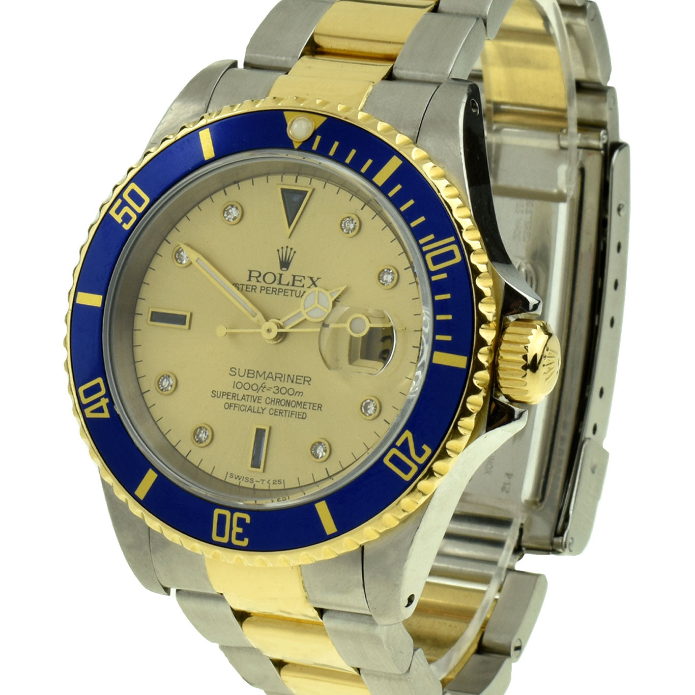 Rolex Submariner Date Steel &amp; Gold Serti Dial 16613