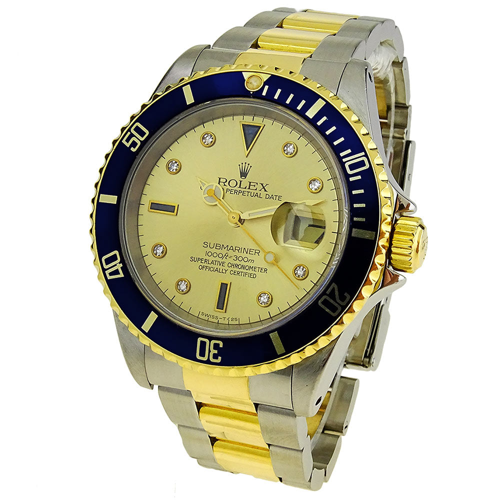 Rolex Submariner Date Steel and Gold Serti Dial 16613