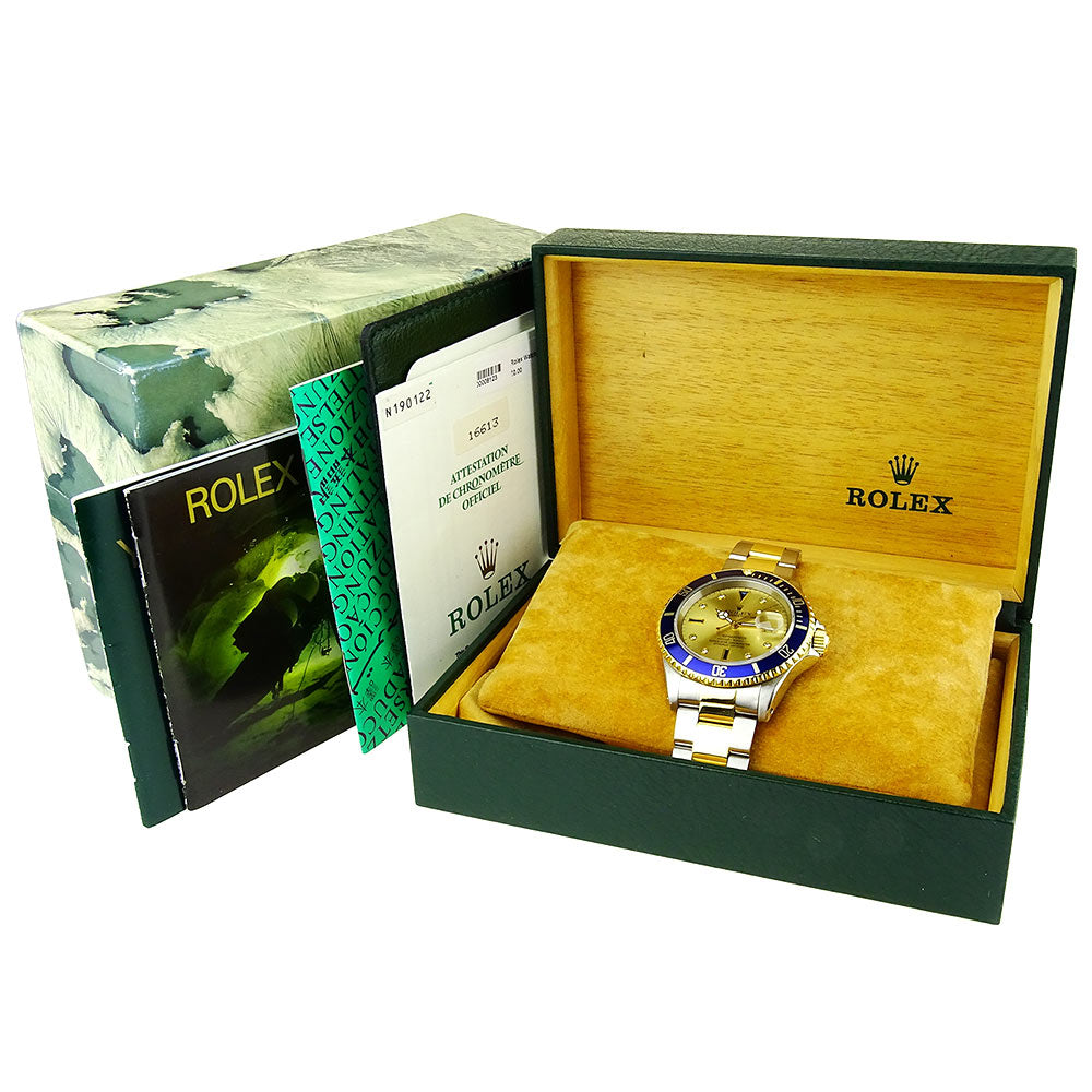 Rolex Submariner Date Steel and Gold Serti Dial 16613