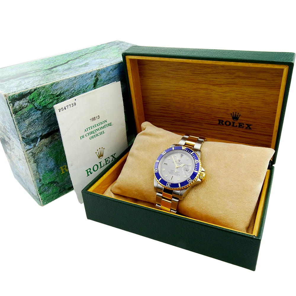 Rolex Submariner Date Steel and Gold Serti Dial 16613