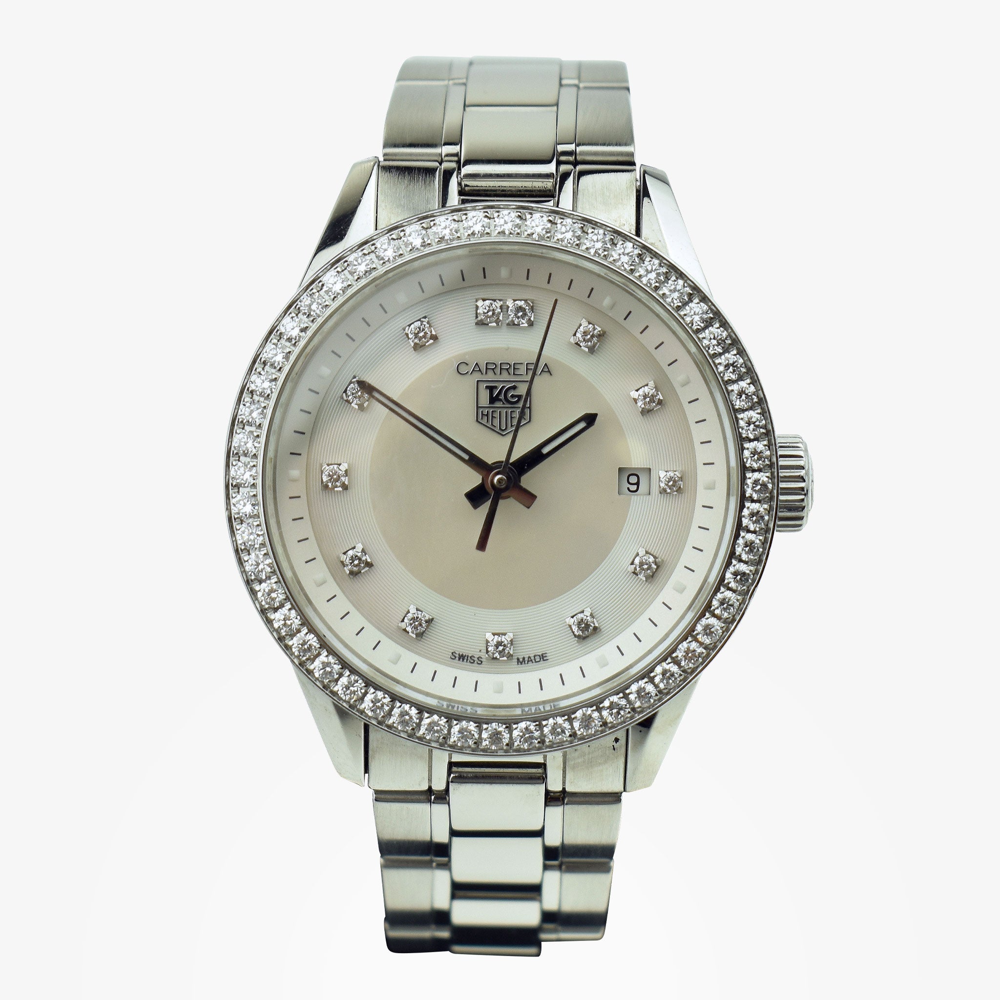 Tag Heuer Carrera Mother of Pearl Diamond Dial & Bezel WV1413