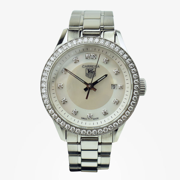 Tag Heuer Carrera Mother of Pearl Diamond Dial & Bezel WV1413