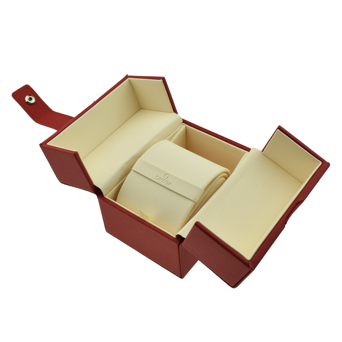 Omega Red Leather Watch Box Service Travel Case