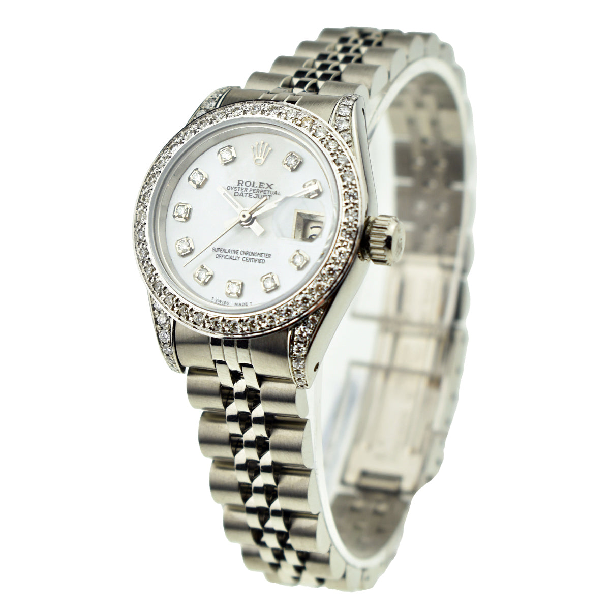 Rolex Datejust Diamond Bezel & Shoulders White Mother Of Pearl Dial