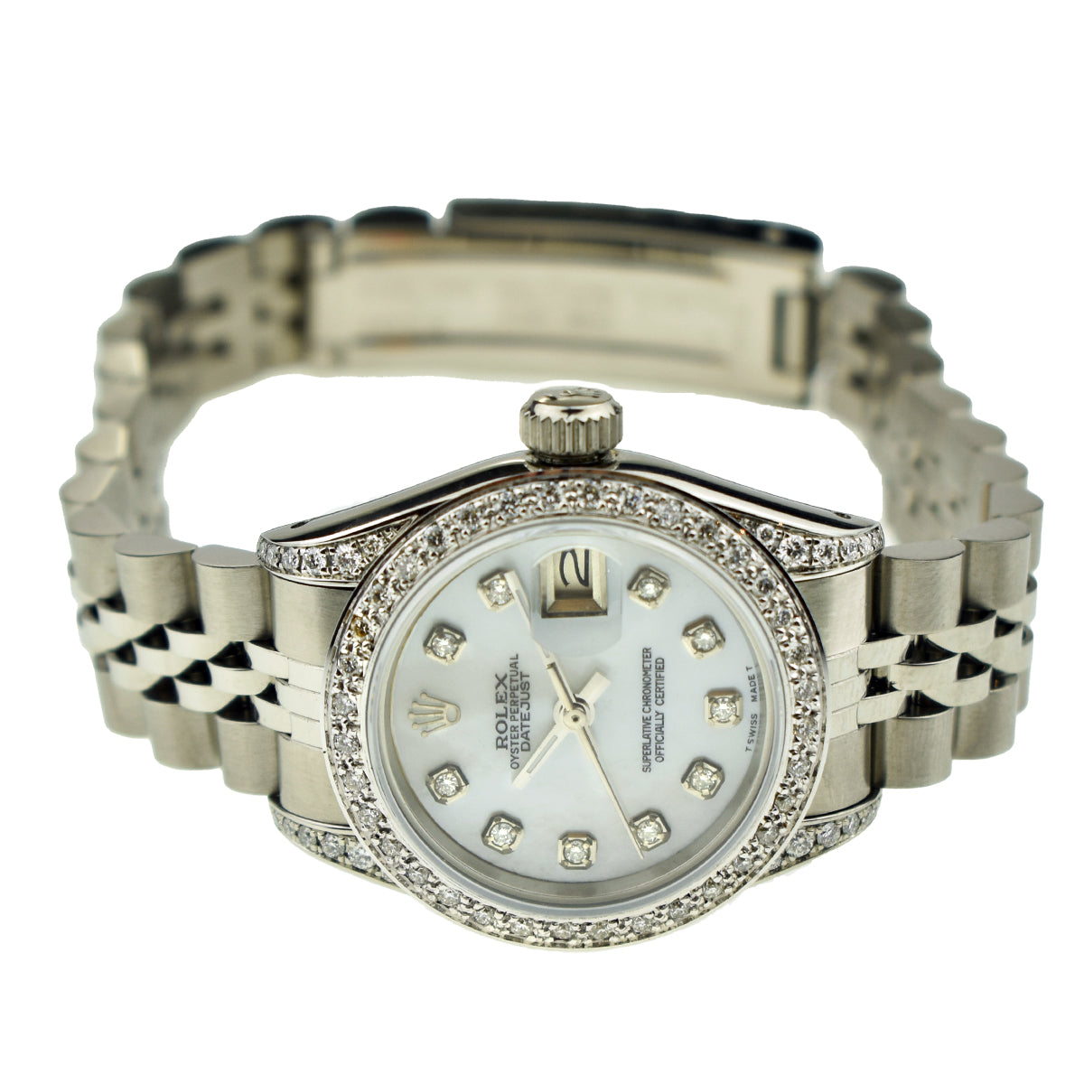Rolex Datejust Diamond Bezel & Shoulders White Mother Of Pearl Dial