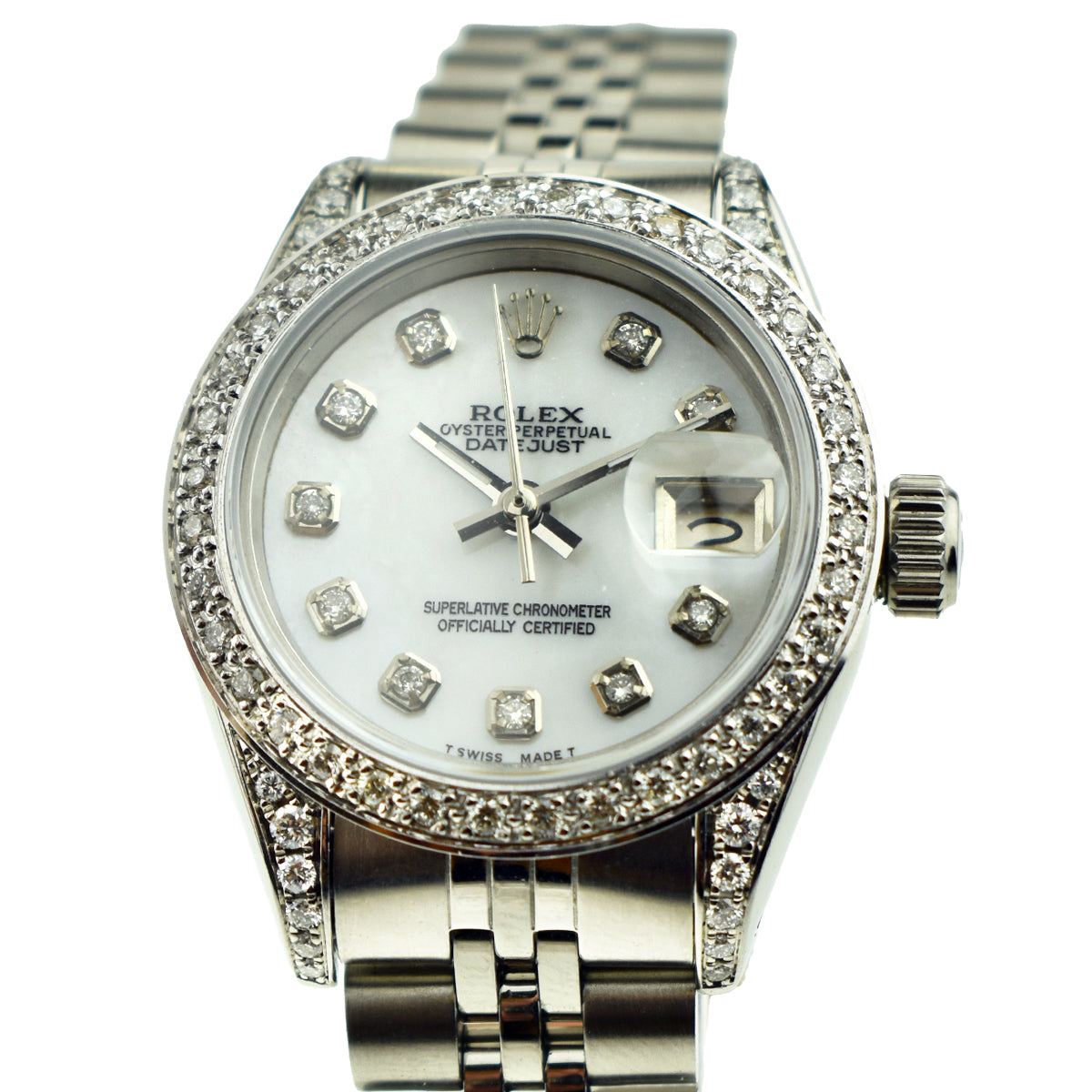 Rolex Datejust Diamond Bezel & Shoulders White Mother Of Pearl Dial