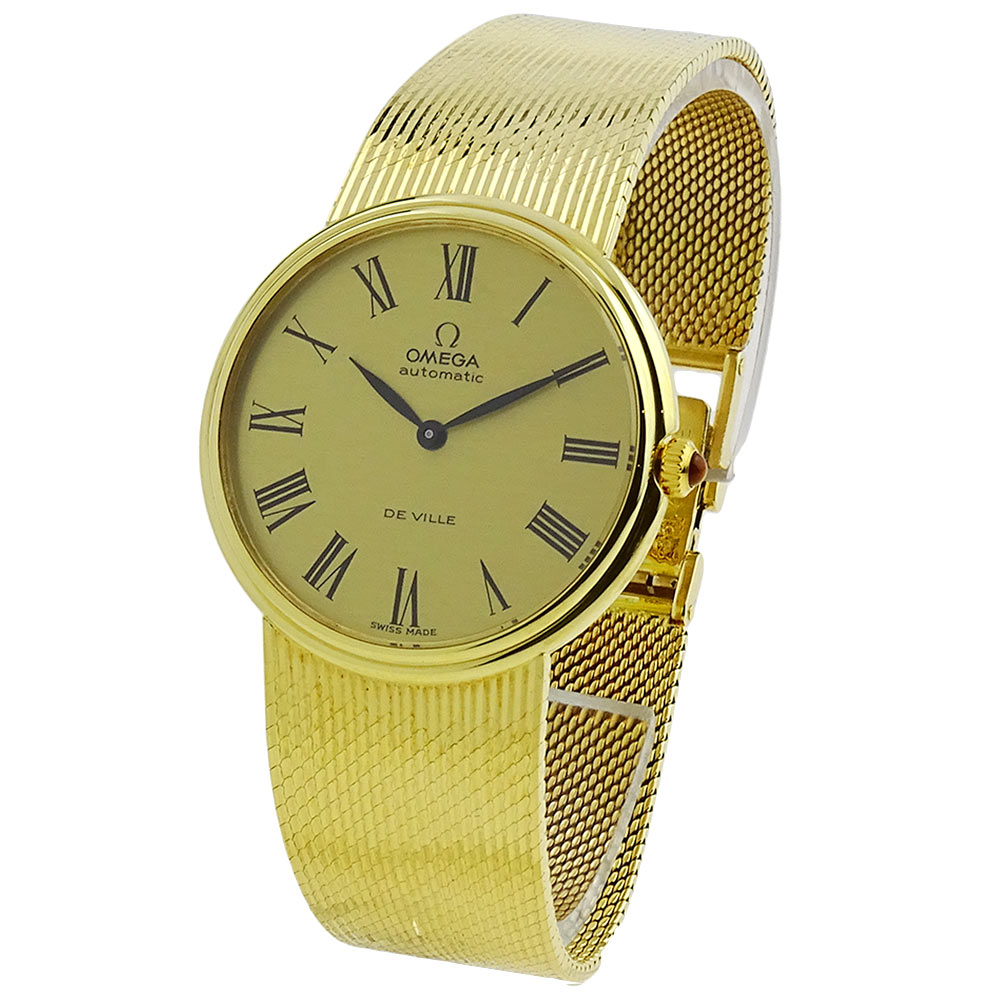 Omega deville 18ct gold mens clearance watch